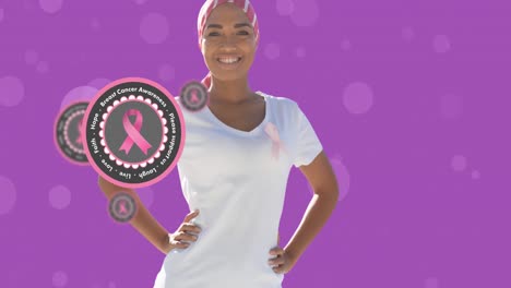 Animation-of-breast-cancer-awareness-text-over-biracial-smiling-woman