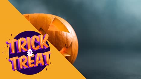 Animation-of-trick-or-treat-text-over-pumpkin