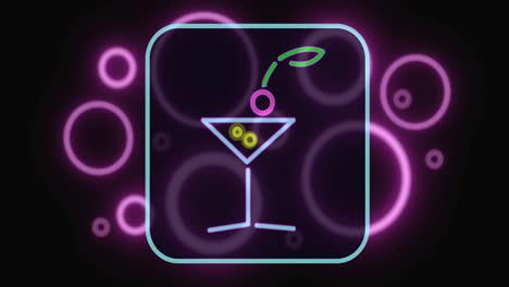 Animation-Des-Getränkesymbols-über-Rosa-Kreisen