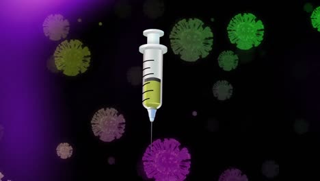 Animation-of-falling-covid-19-cells-face-mask-over-syringe