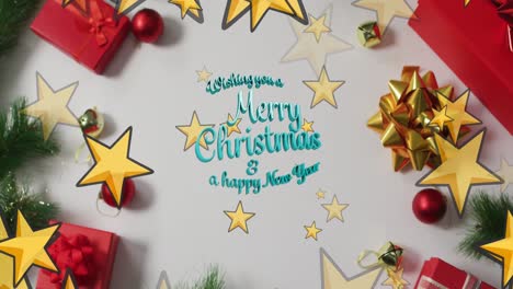 Animation-of-merry-christmas-text-over-presents