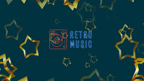 Animation-of-retro-music-text-over-stars