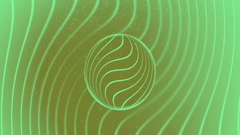 Animation-of-green-circle-and-lines-with-snow-falling