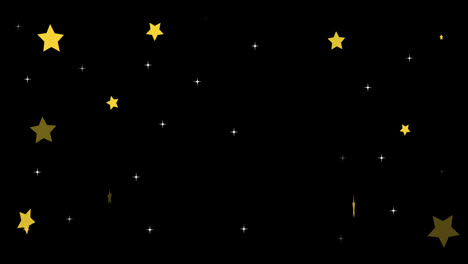Animation-Von-Weihnachtlichen-Goldenen-Sternen,-Die-Auf-Schwarzem-Hintergrund-Flackern