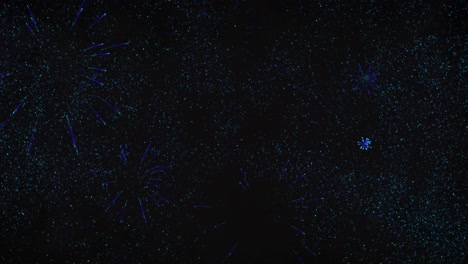 Animation-of-2023-and-blue-fireworks-exploding-on-black-background