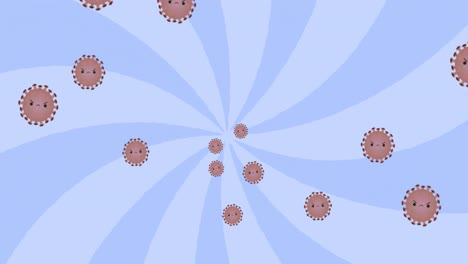 Animación-De-La-Caída-De-Células-Covid-19-Sobre-Espiral-Azul