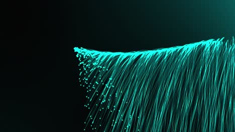 Animation-of-glowing-blue-fibre-network-and-particles-on-black-background