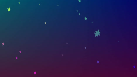 Animation-of-coloured-star-shapes-falling-on-dark-background