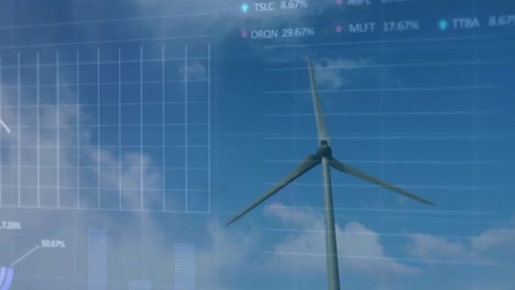 Animation-of-financial-data-processing-and-wind-turbine