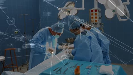 Animation-Des-Netzwerks-Von-Verbindungen-über-Chirurgen-Im-Operationssaal