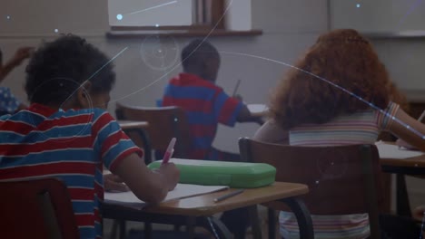 Animation-Des-Netzwerks-Von-Verbindungen-über-Schulkinder