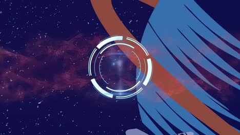 Animation-Der-Sicheren-Sperrverarbeitung-über-Rotem-Dampf-Am-Nachthimmel-Und-Planeten