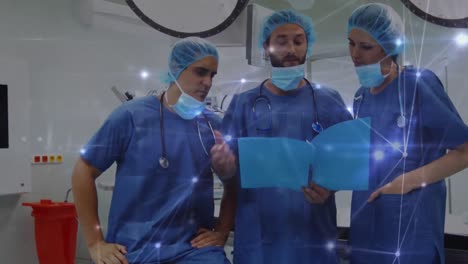 Animation-of-network-of-connections-over-surgeons-in-operating-theatre