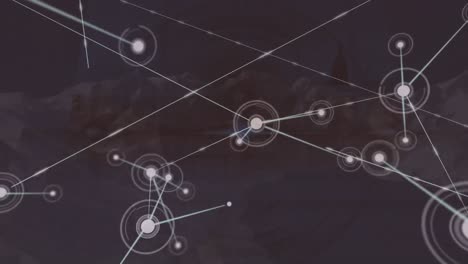 Animation-of-networks-of-connections-with-spots-over-spinning-mountains
