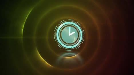 Animation-Einer-Uhr,-Die-Sich-über-Grüne-Kreise-Bewegt