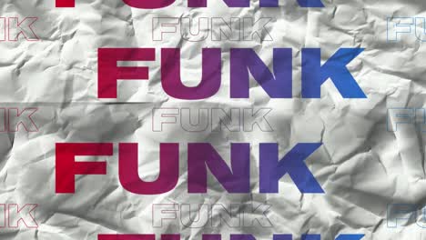 Animation-of-funk-text-in-repetition-on-white-background