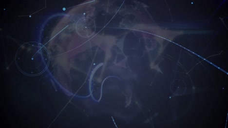 Animation-of-globe-with-network-of-connections-with-glowing-spots