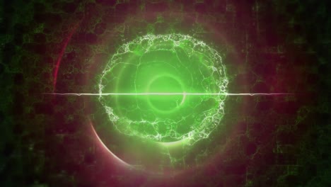 Animation-of-digital-brain-over-green-circles-and-squares