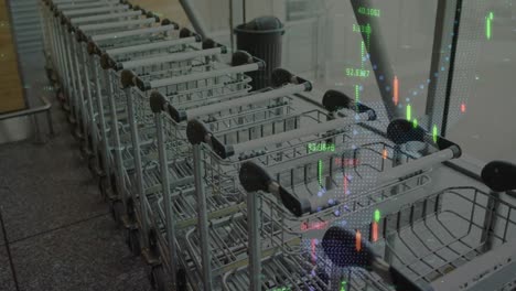 Animation-of-statistics-and-financial-data-processing-over-shopping-trolleys