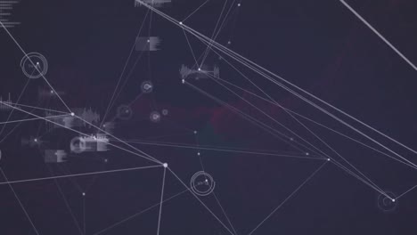 Animation-of-networks-of-connections-over-purple-background