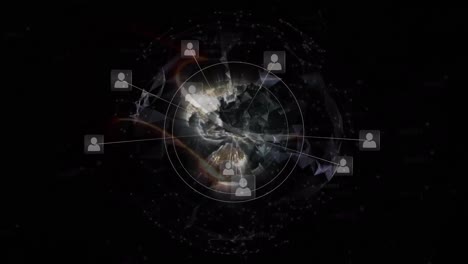 Animation-Des-Globus-Mit-Netzwerk-Von-Verbindungen-Mit-Menschensymbolen
