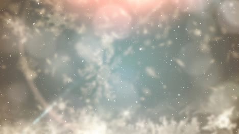 Animation-of-snow-falling-over-snowflakes-in-background