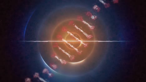 Animation-Eines-DNA-Strangs-über-Blauen-Kreisen