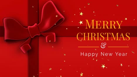 Animation-of-merry-christmas-text-over-red-ribbon