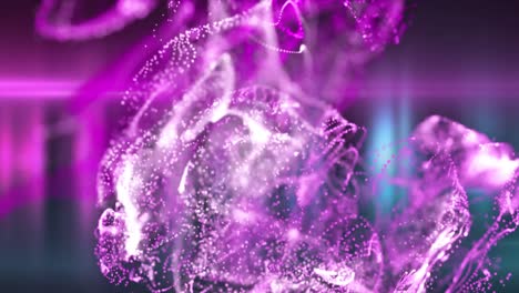 Animation-Von-Leuchtend-Rosa-Partikeln-Und-Lichtern,-Die-Sich-Auf-Schwarzem-Hintergrund-Bewegen