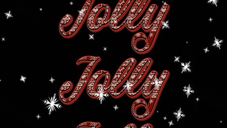 Animation-of-jolly-text-in-repetition-and-snowflakes-at-christmas-on-black-background