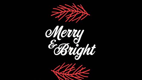 Animation-of-merry-and-bright-text-over-fir-tree-branch-at-christmas
