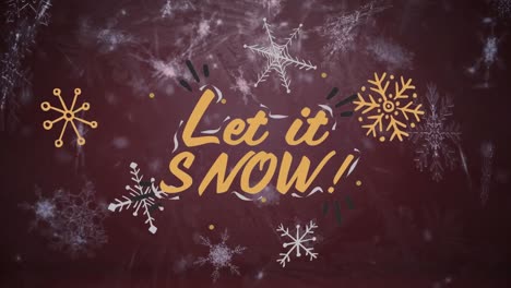 Animation-of-let-it-snow-text-over-snow-falling-at-christmas