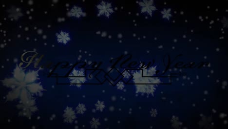 Animation-Von-Frohen-Neujahrsgrüßen-über-Dekoration-Und-Fallendem-Schnee-Im-Hintergrund