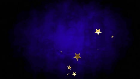 Animation-Mehrerer-Sterne,-Die-Auf-Blauem-Hintergrund-Schweben