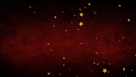 Animation-of-multiple-stars-floating-on-red-background