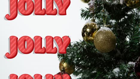 Animation-of-jolly-text-in-repetition-over-christmas-tree