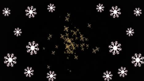 Animation-of-snow-falling-on-black-background-at-christmas