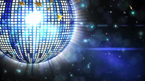 Animation-of-disco-ball-and-stars-on-black-background