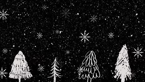 Animación-De-Nieve-Cayendo-Sobre-Abetos-En-Navidad.