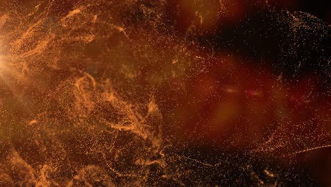 Animation-of-orange-particle-cloud-moving-over-black-background