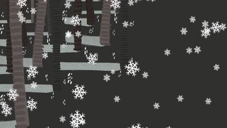 Animation-Von-Schnee,-Der-Zu-Weihnachten-über-Bäume-Fällt