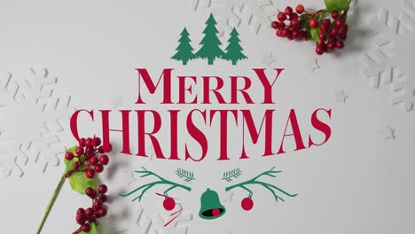 Animation-Des-Textes-„Frohe-Weihnachten“-über-Weihnachtsdekorationen