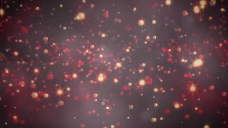Animation-of-glowing-red-christmas-lights-rising-over-smoke-on-black-background