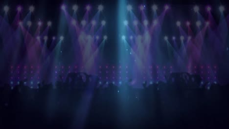Animation-of-pink-and-blue-spotlights-moving-over-dancing-crowd