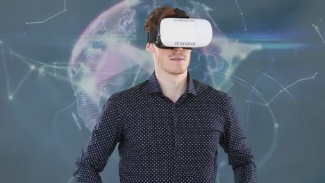 Animation-of-caucasian-man-wearing-vr-headset-over-networks-of-connections-and-globe