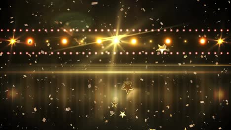 Animation-Von-Lichtpunkten-Und-Sternen-Auf-Schwarzem-Hintergrund