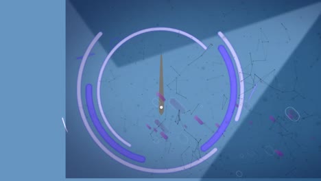 Animation-Violetter-Lichtspuren-Und-Zielfernrohrscans-über-Einem-Stern-Auf-Blauem-Hintergrund