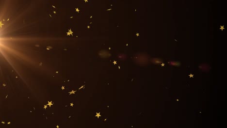 Animation-Von-Lichtspuren-Und-Sternen-Auf-Schwarzem-Hintergrund