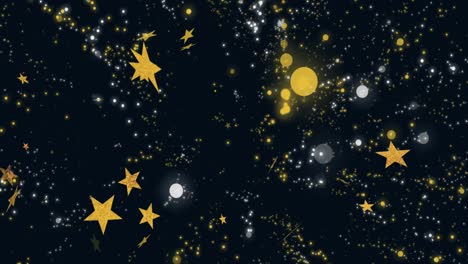 Animation-of-light-spots-and-stars-on-black-background