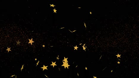 Animation-of-bonne-annee-text-in-gold-with-gold-stars-falling-in-night-sky